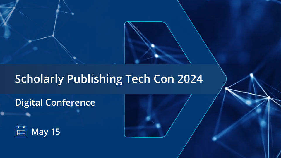 Event Scholarly Publishing Tech Con 2024 tag mode in front of net pattern