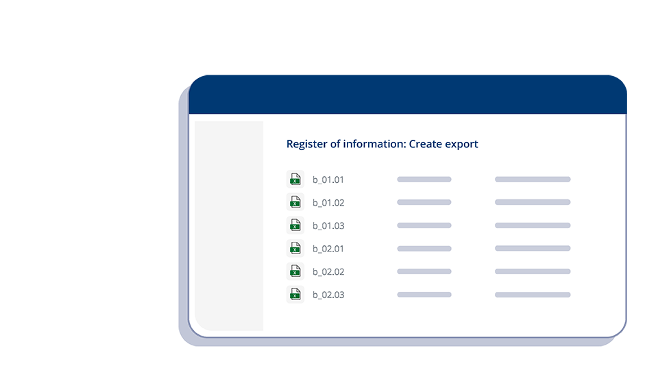 Screenshot excerpt - Export information register