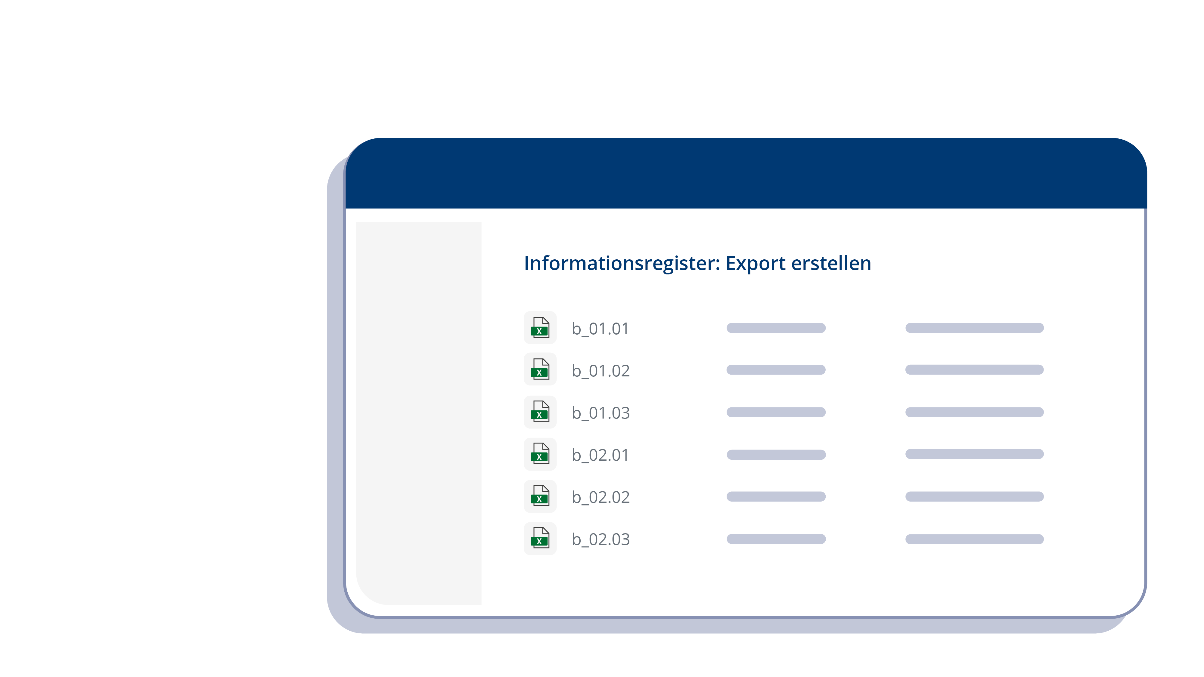 Ausschnitt Screenshot - Export Informationsregister