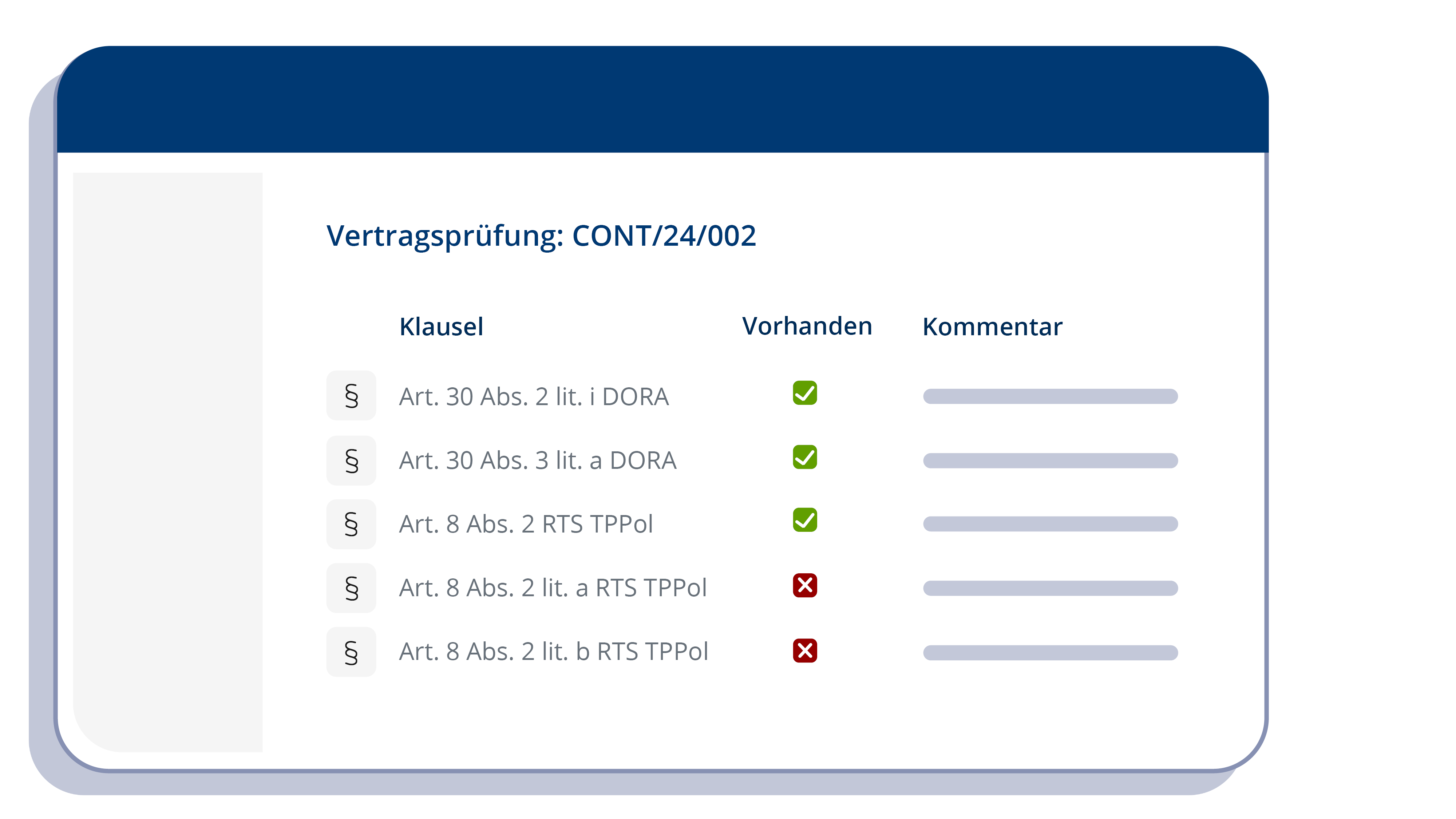 DORA - Screenshot - Vertragsprüfung