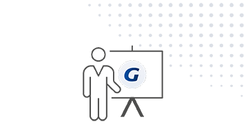 Schematische Darstellung einer Person, die vor einer Tafel steht. Auf der Tafel ist das Logo der Fabasoft eGov-Suite zu sehen.