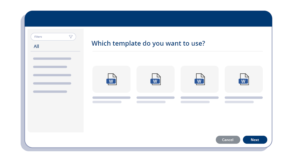 Illustration of a document template list