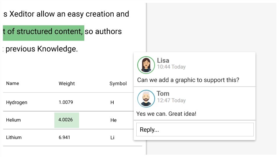 Visualization of comments from different authors in one document